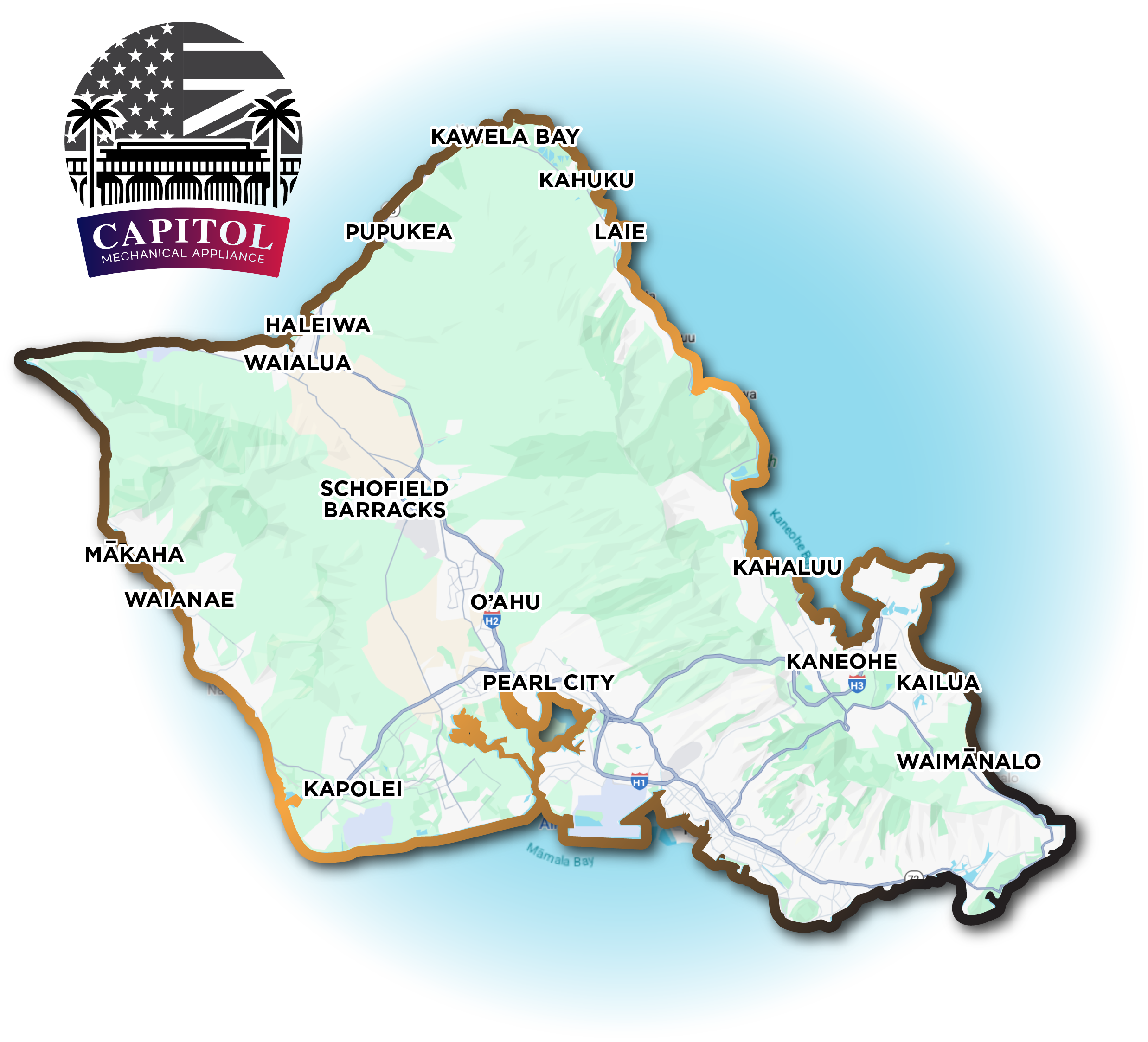 Oahu service area map