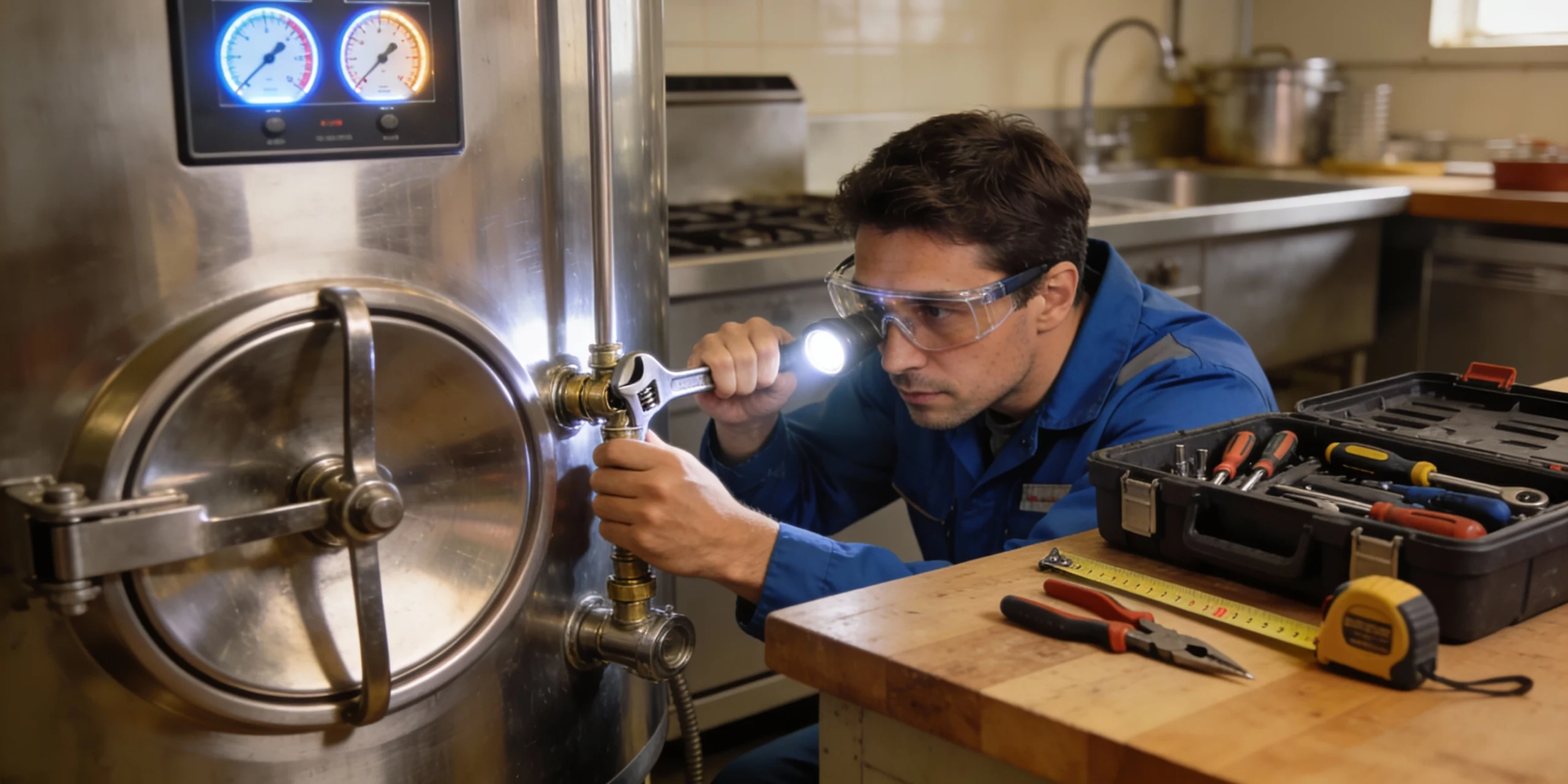 Capitol Mechanical Appliance technician repairing stainless steel appliance